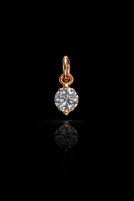 Round Diamond Drop Station Necklace in Rose Gold | Dangling Bezel Design
