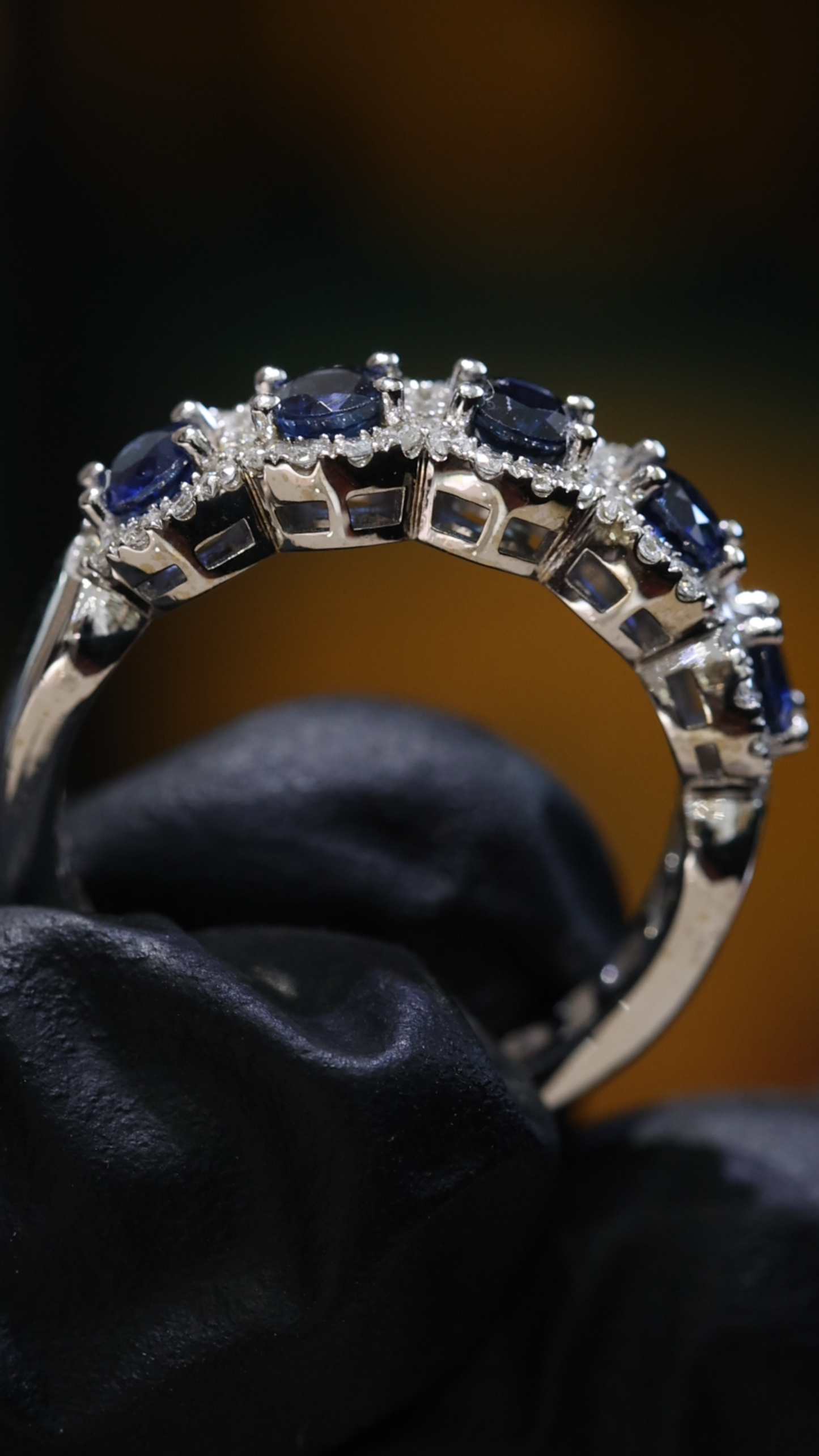 Sapphire Floral Halo Band