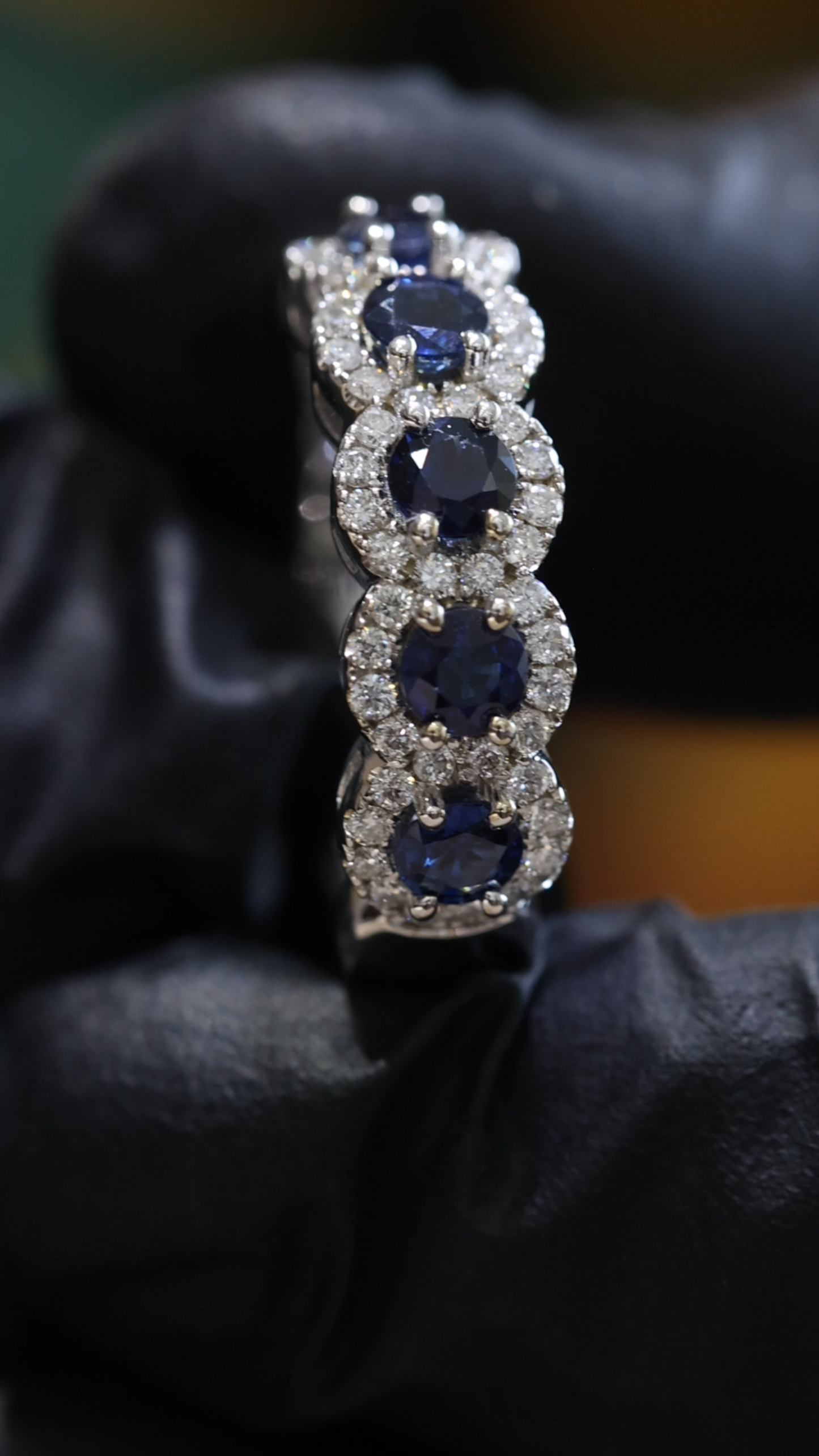 Sapphire Floral Halo Band