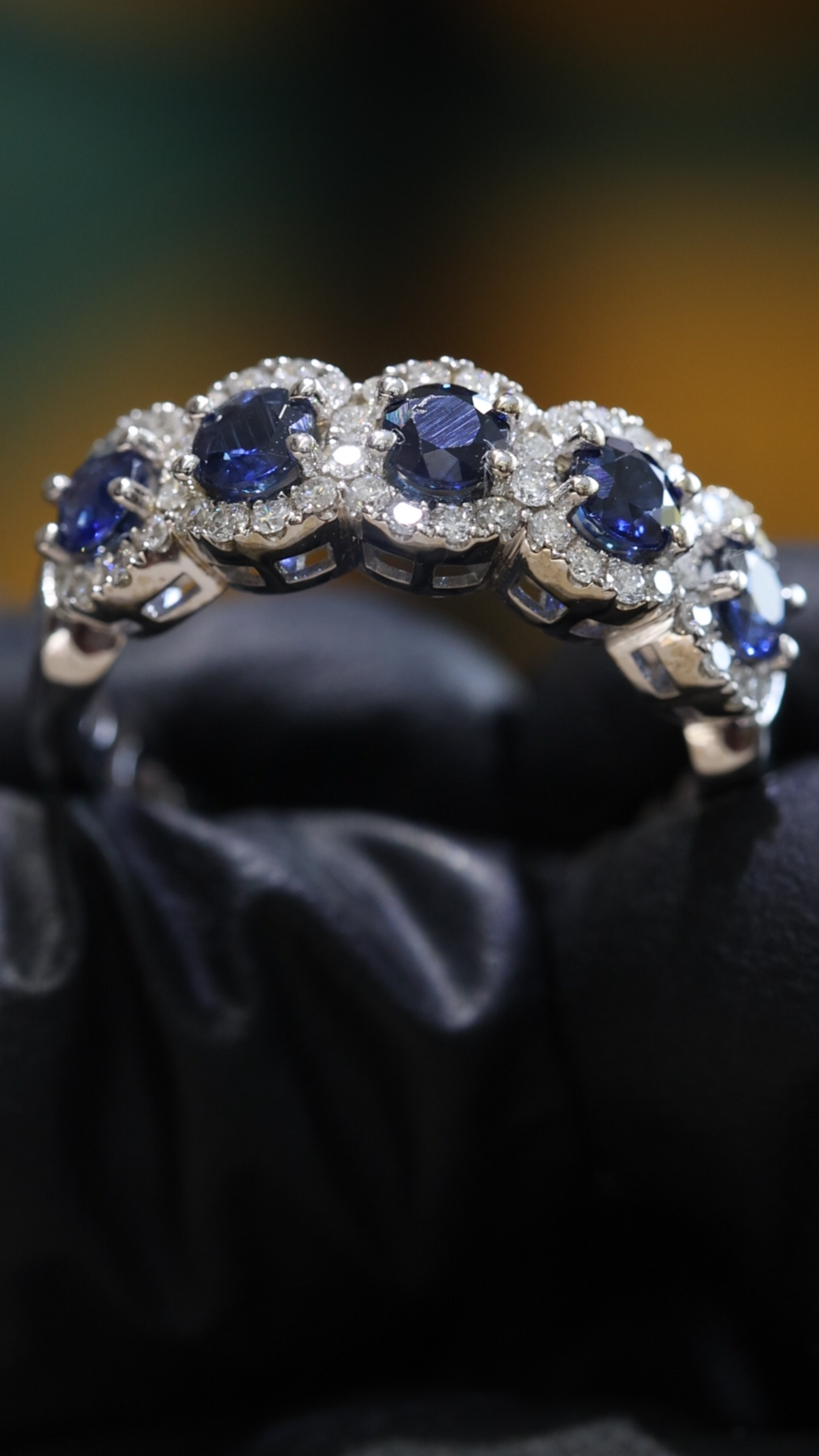 Sapphire Floral Halo Band