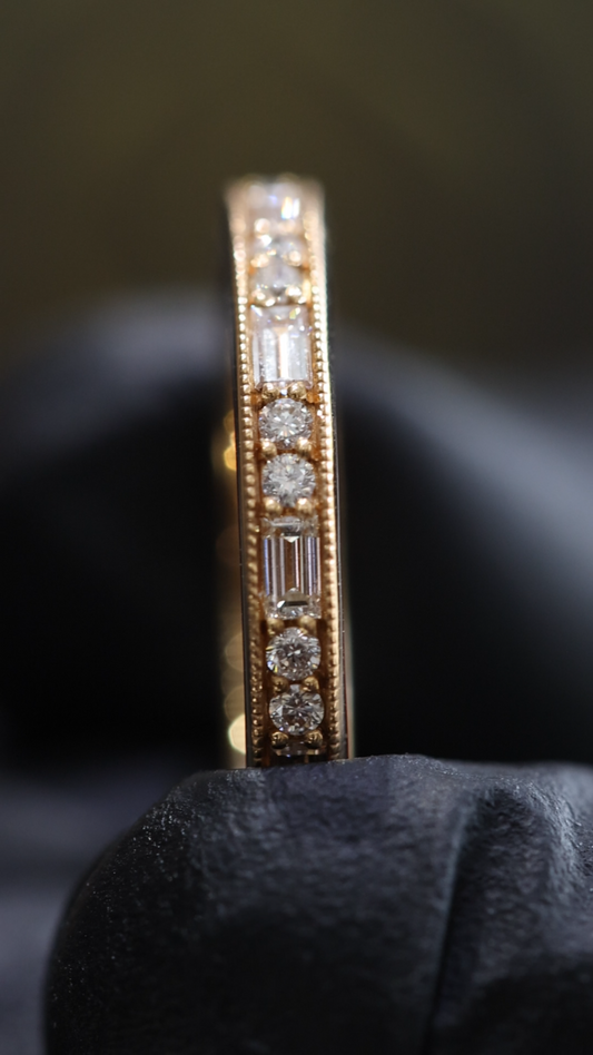 Alternating Round & Baguette Diamond Eternity Band in 14K Rose Gold | 0.70ctw GH/SI