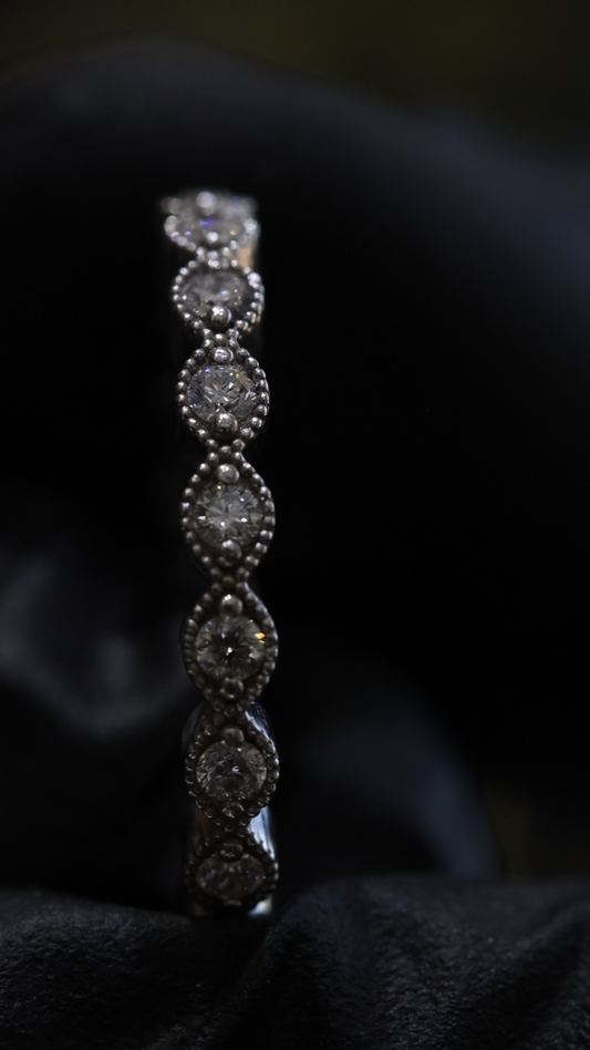 Vintage Bezel-Style Diamond Eternity Band in 14K Y/W/R Gold| 0.38 CT