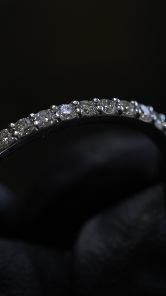 Round Pavé Diamond Eternity Band in 14K White Gold | 0.58ctw GH/SI