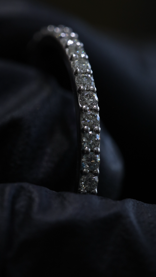 Round Pavé Diamond Eternity Band in 14K White Gold | 0.58ctw GH/SI