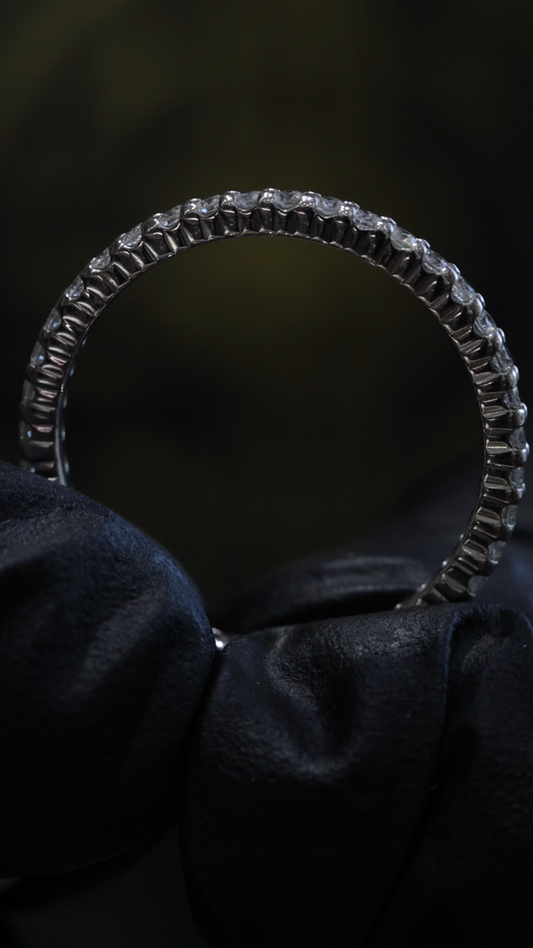 Round Pavé Diamond Eternity Band in 14K White Gold | 0.50 CT