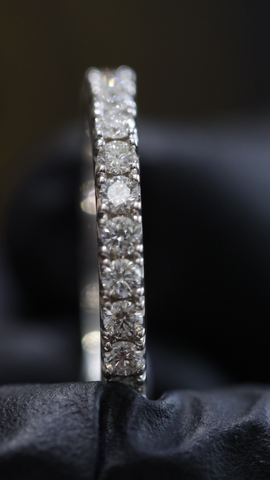 Round Pavé Diamond Eternity Band in 14K White Gold | 1.00ctw GH/SI