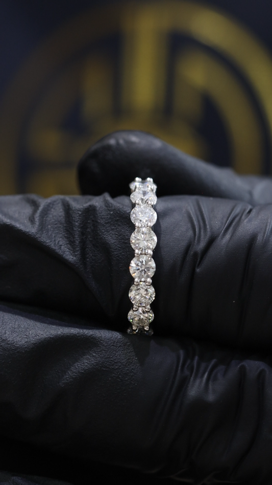 Round Brilliant Shared-Prong Diamond Eternity Band in 14K White Gold | 3.15ctw GH/SI