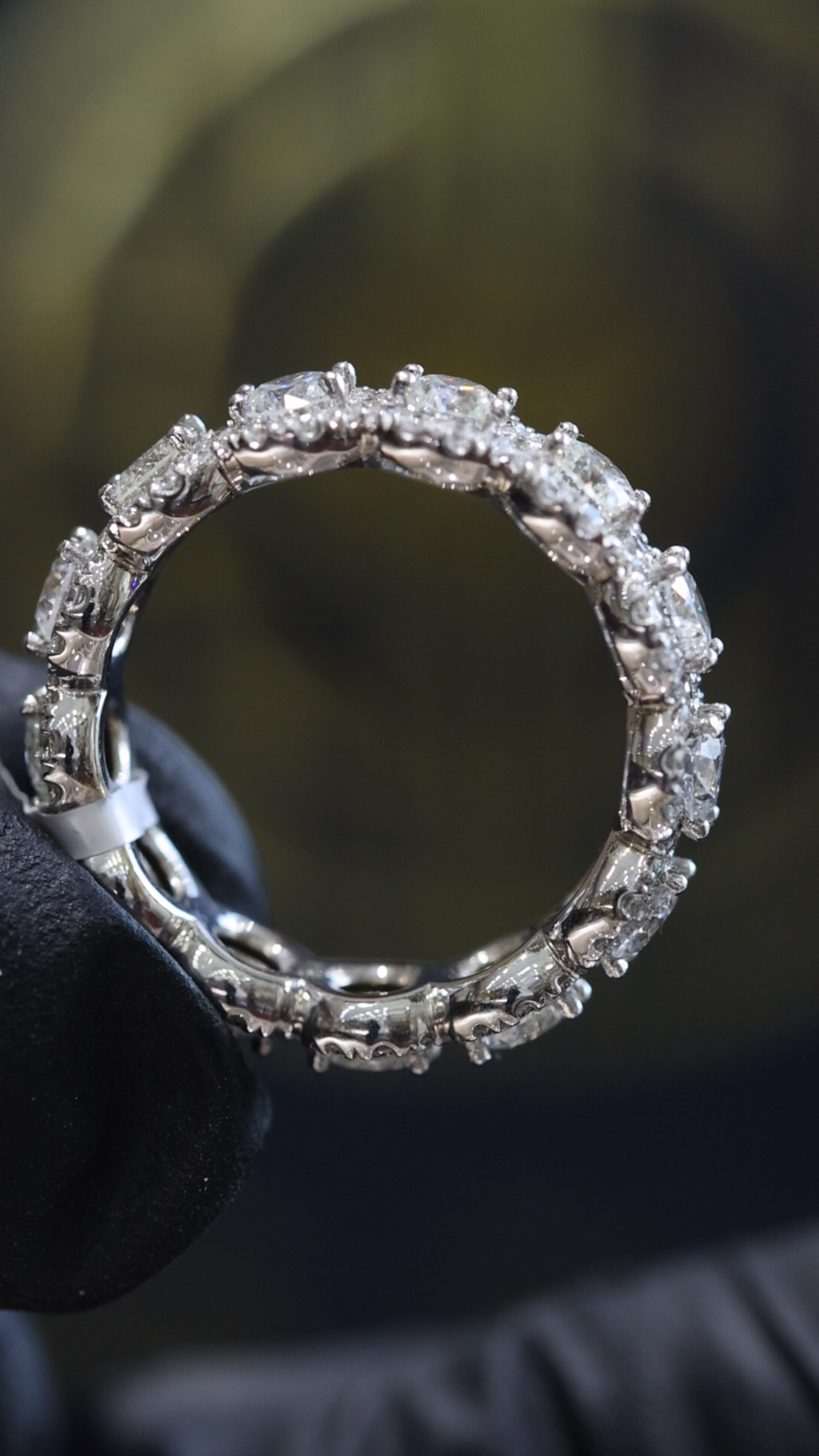 Round Halo Diamond Eternity Band in 14K White Gold | 3.28 CT