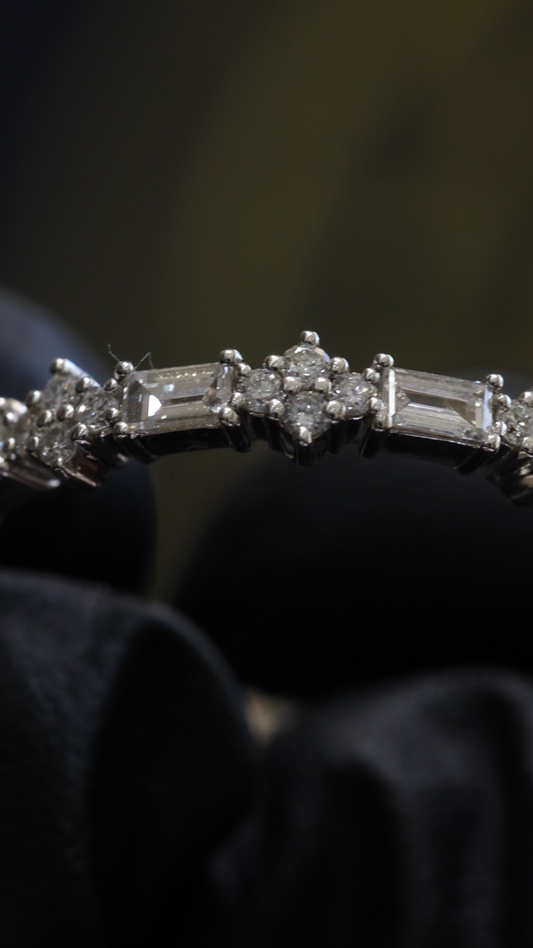 Baguette & Round Diamond Eternity Band in 14K White Gold | 0.82 CT