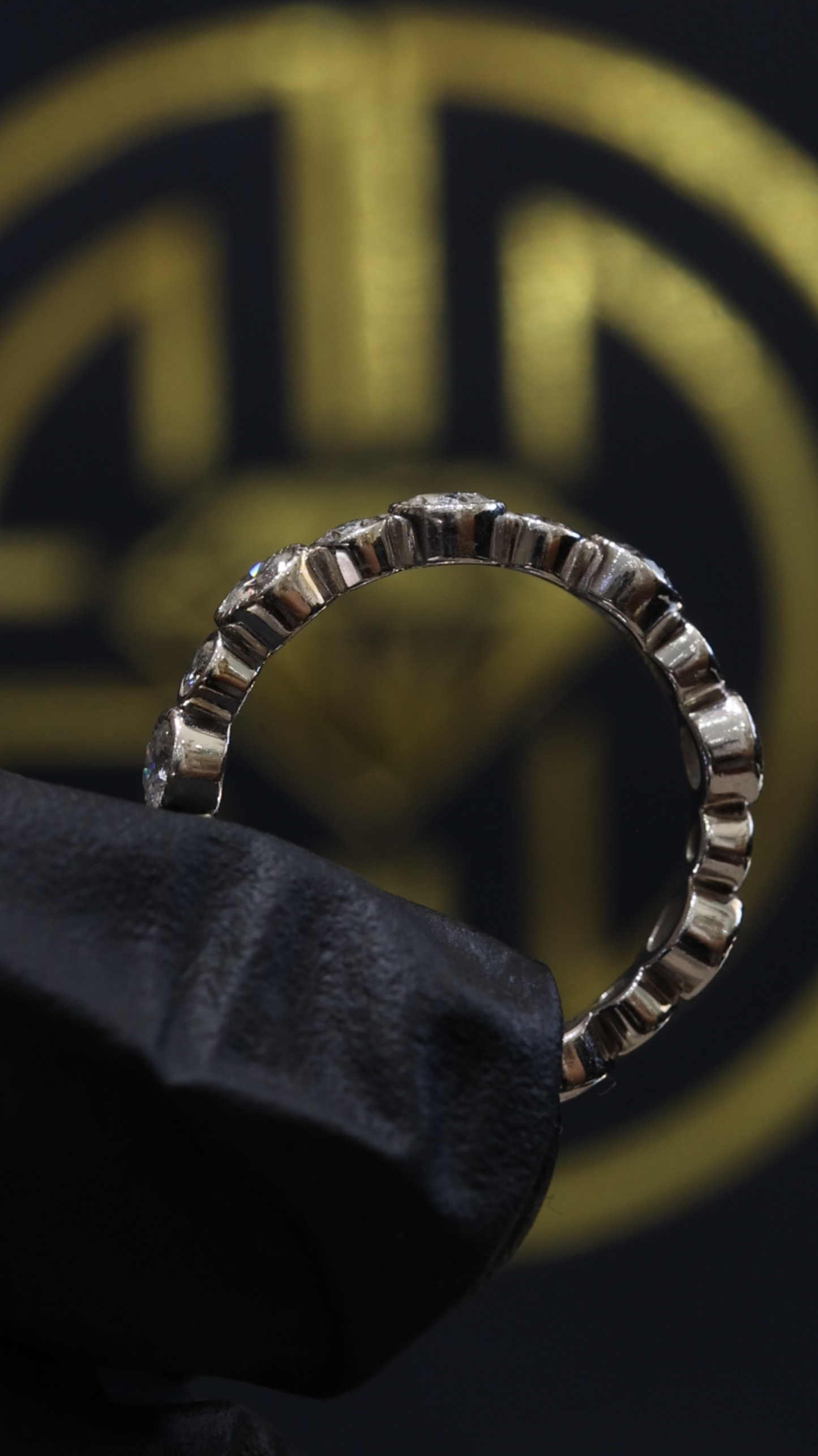 Alternating Bezel Round Diamond Eternity Band in 14K White Gold | 1.30 CT