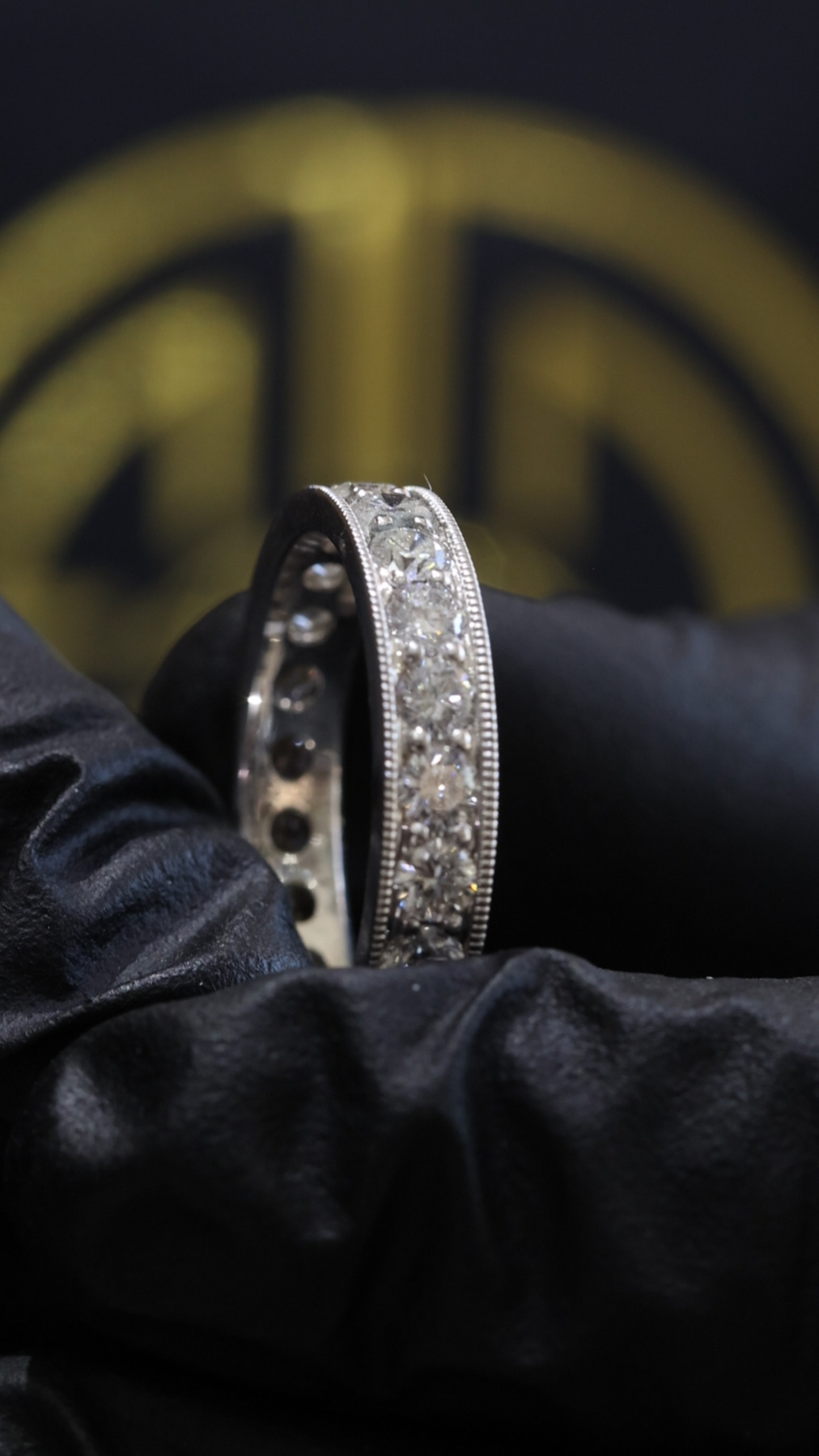 Round Diamond Eternity Band in 14K White Gold Milgrain edge| 1.70 CT