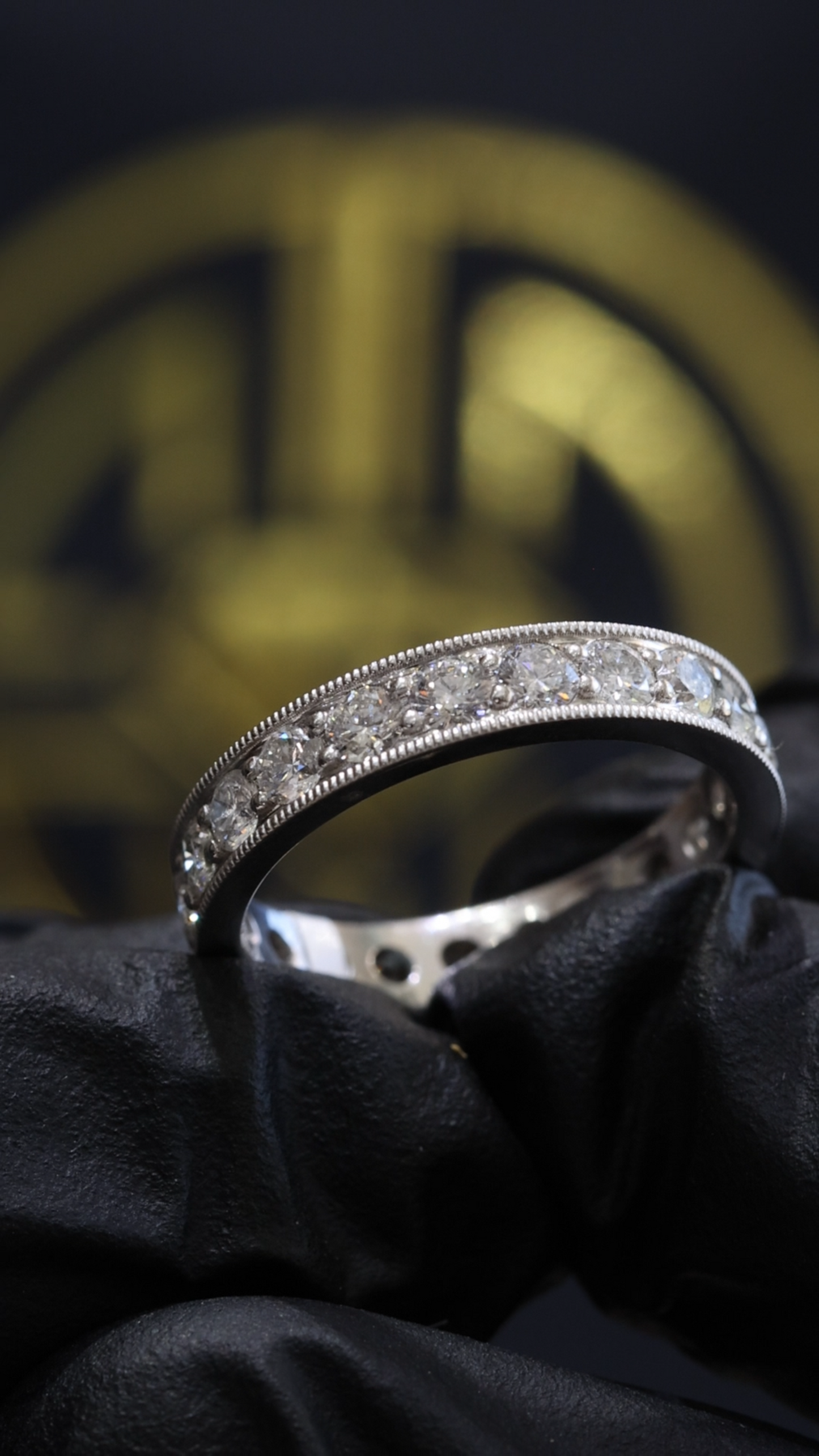 Round Diamond Eternity Band in 14K White Gold Milgrain edge| 1.70 CT