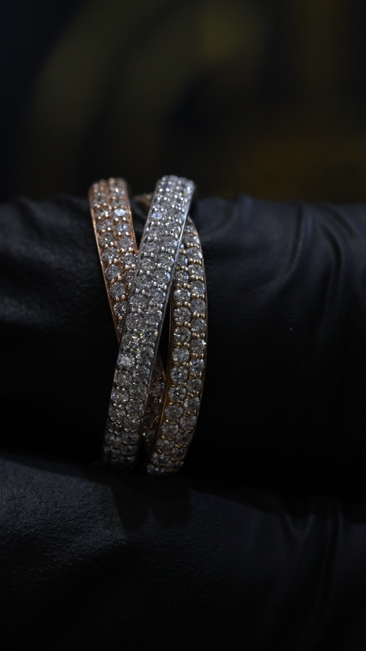 3-Tone 3-Band Spinning Pavé Diamond Eternity Ring in 14K Gold – 1.80ct GH/SI