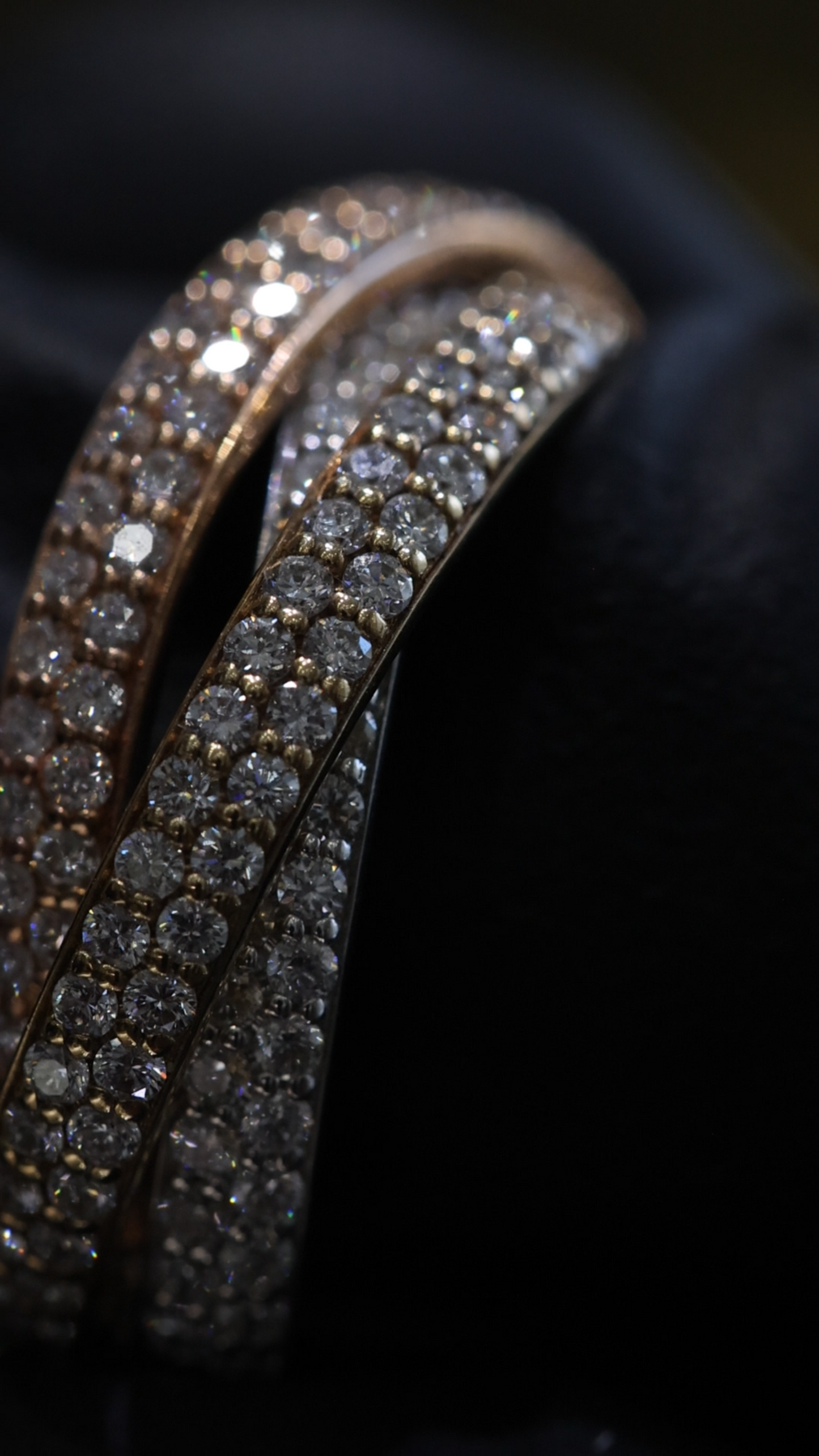 3-Tone 3-Band Spinning Pavé Diamond Eternity Ring in 14K Gold – 1.80ct GH/SI