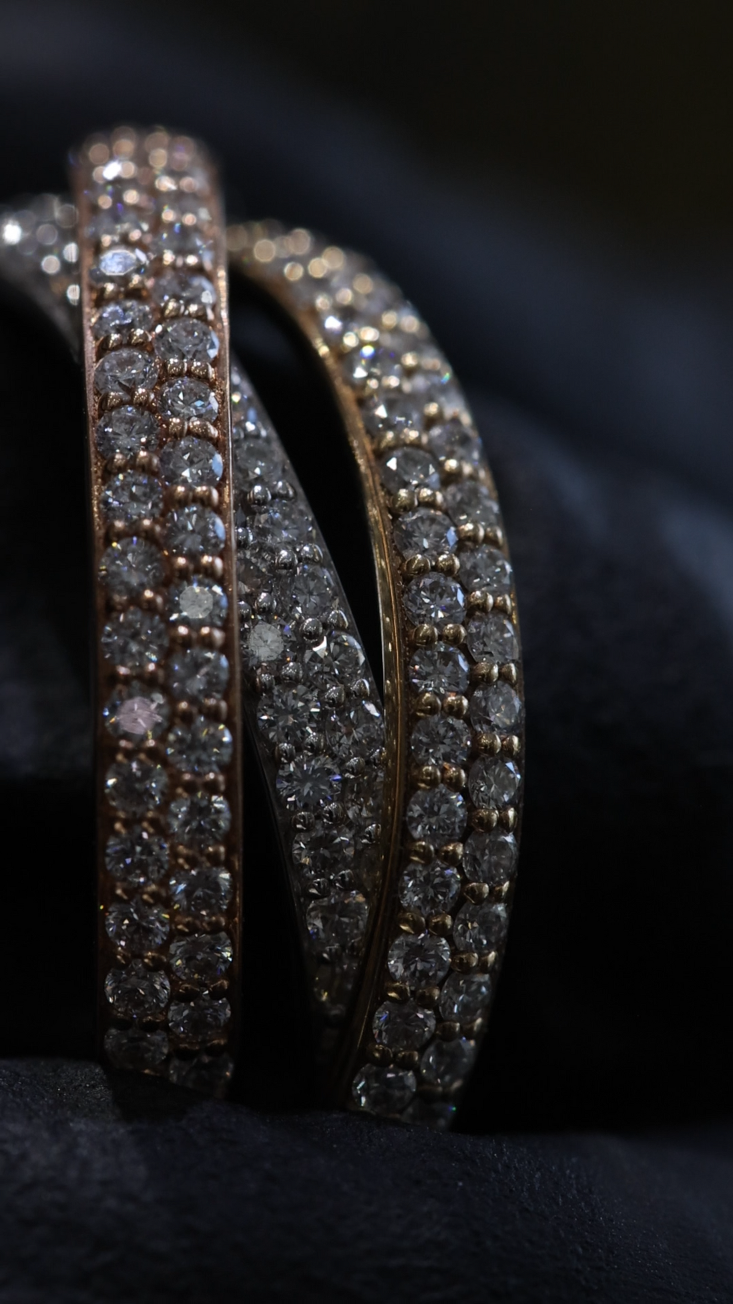 3-Tone 3-Band Spinning Pavé Diamond Eternity Ring in 14K Gold – 1.80ct GH/SI