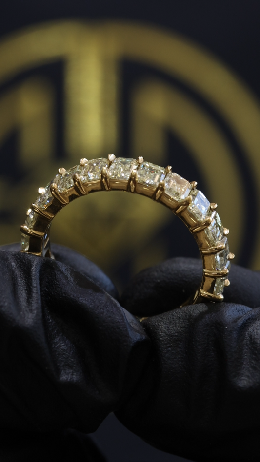 Emerald Cut Diamond Eternity Band in 14K Yellow Gold | 3.30 CT