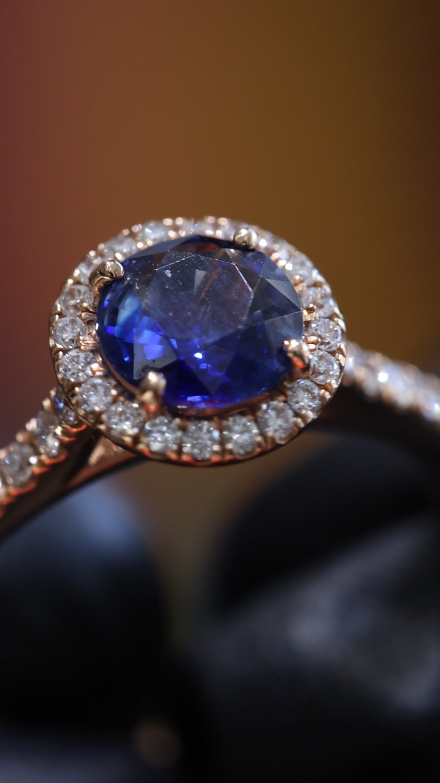 Sapphire & Diamond Halo Ring in 14K Rose Gold | 1.25 CT TW