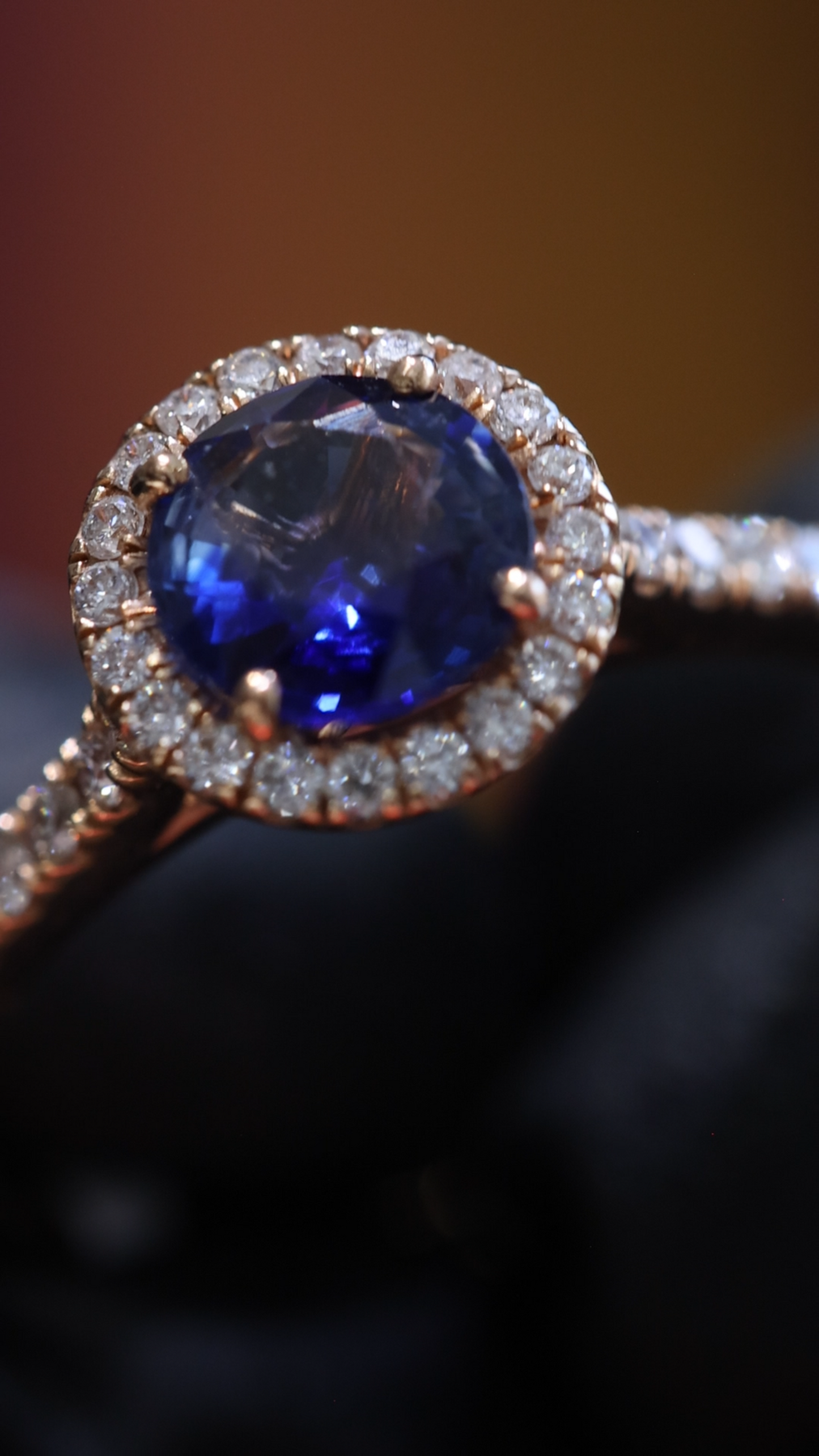 Sapphire & Diamond Halo Ring in 14K Rose Gold | 1.25 CT TW