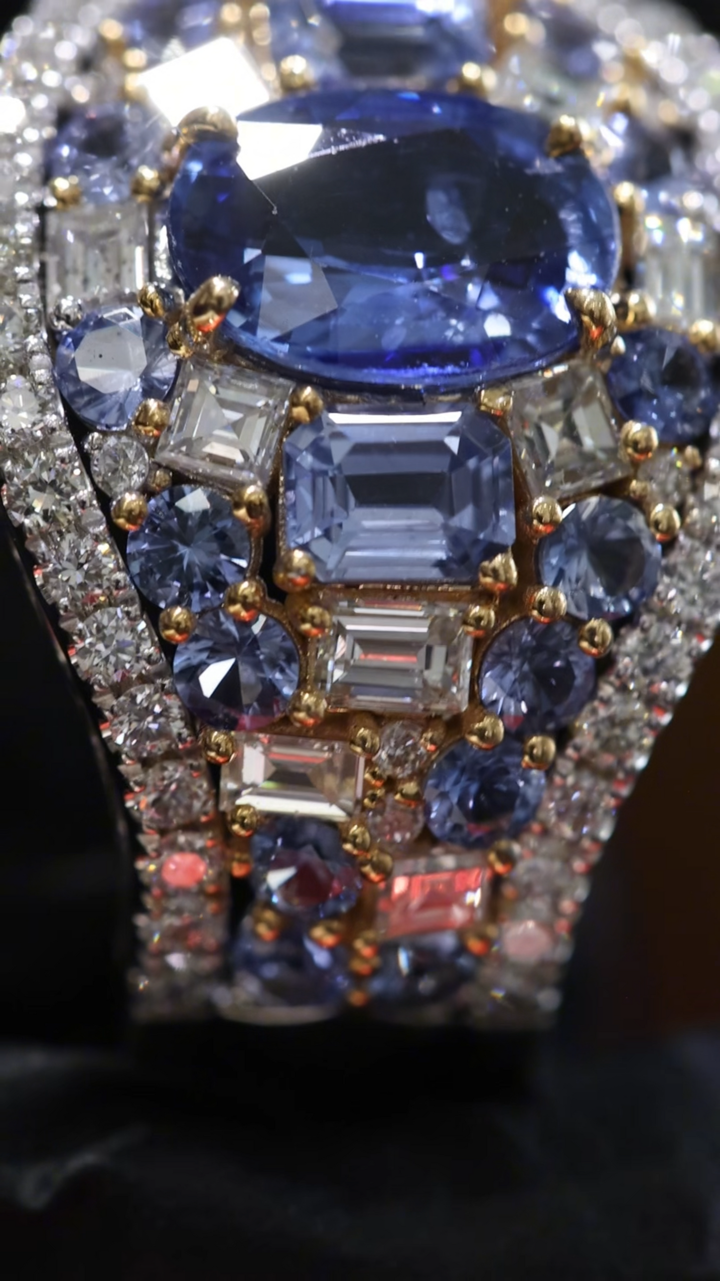 Dome Blue Sapphire Diamond Cluster Ring | 3.24 CTW