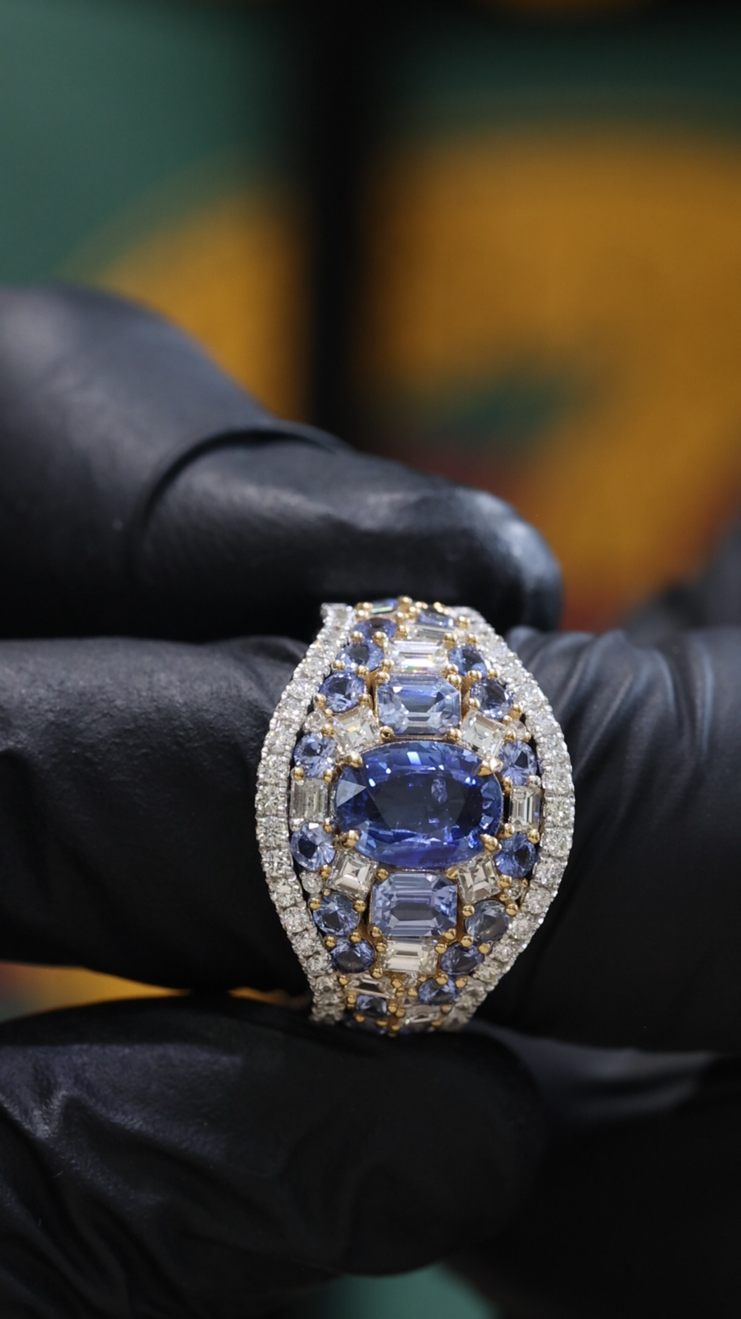 Dome Blue Sapphire Diamond Cluster Ring | 3.24 CTW
