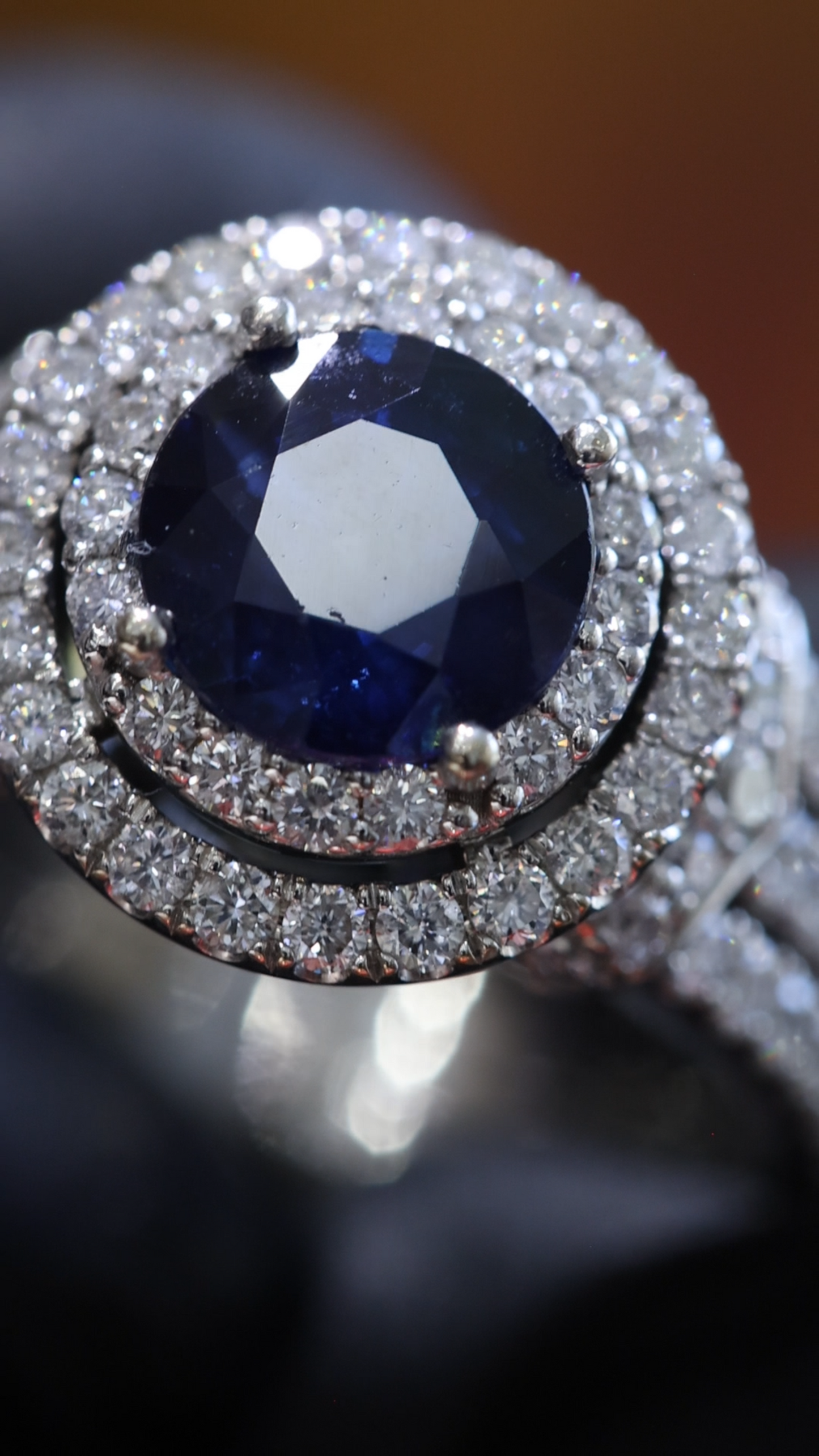 Natural Blue Sapphire Diamond Halo Ring – 3.30 TCW