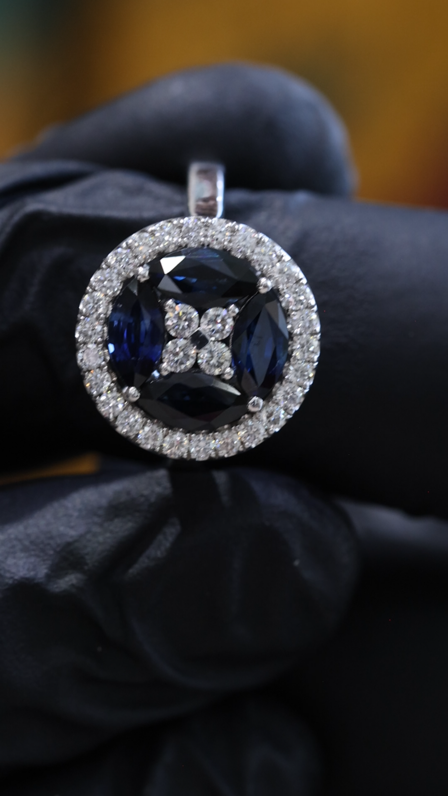 Natural Blue Sapphire & Diamond Halo Ring – 3.35 TCW