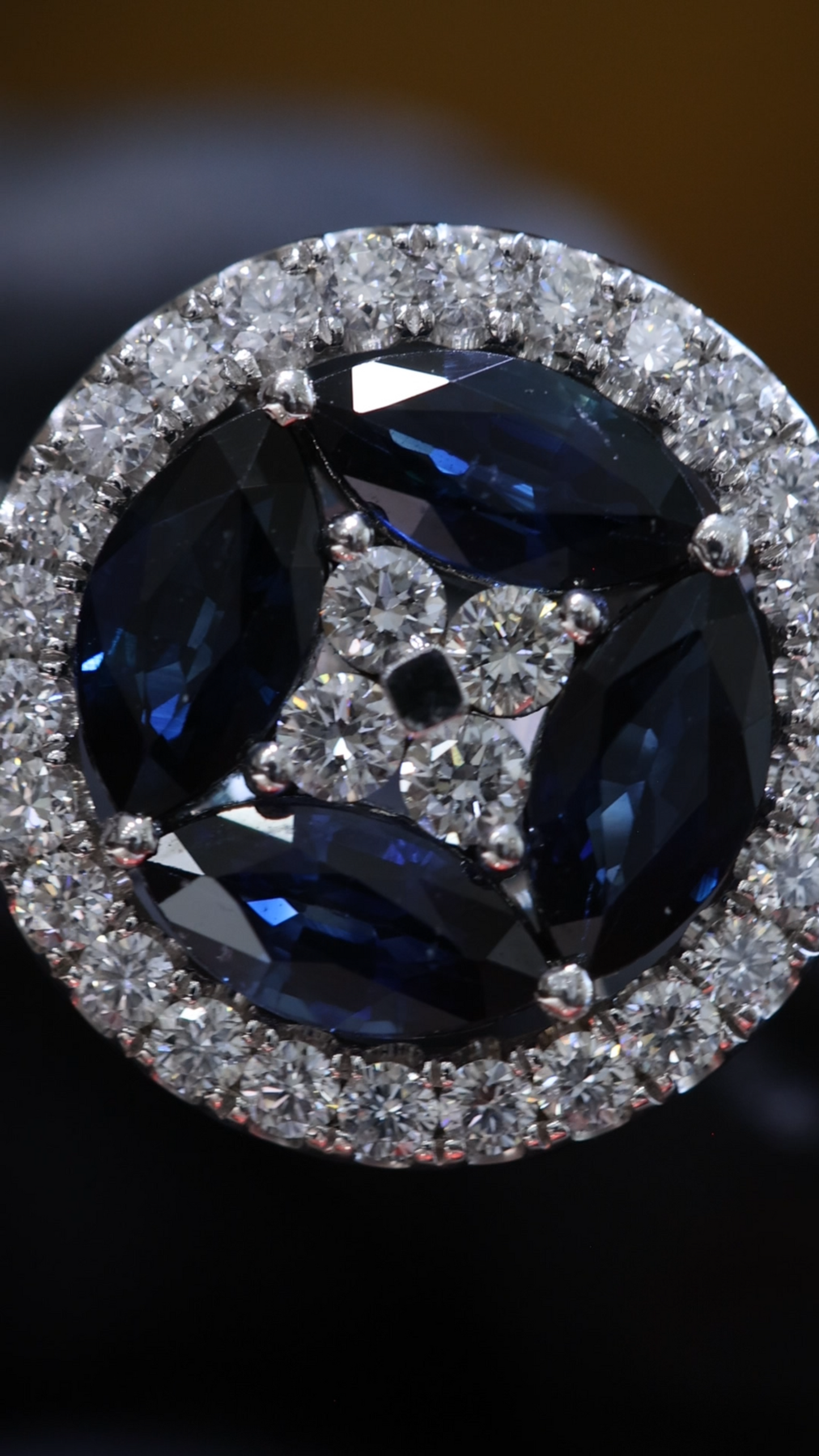 Natural Blue Sapphire & Diamond Halo Ring – 3.35 TCW