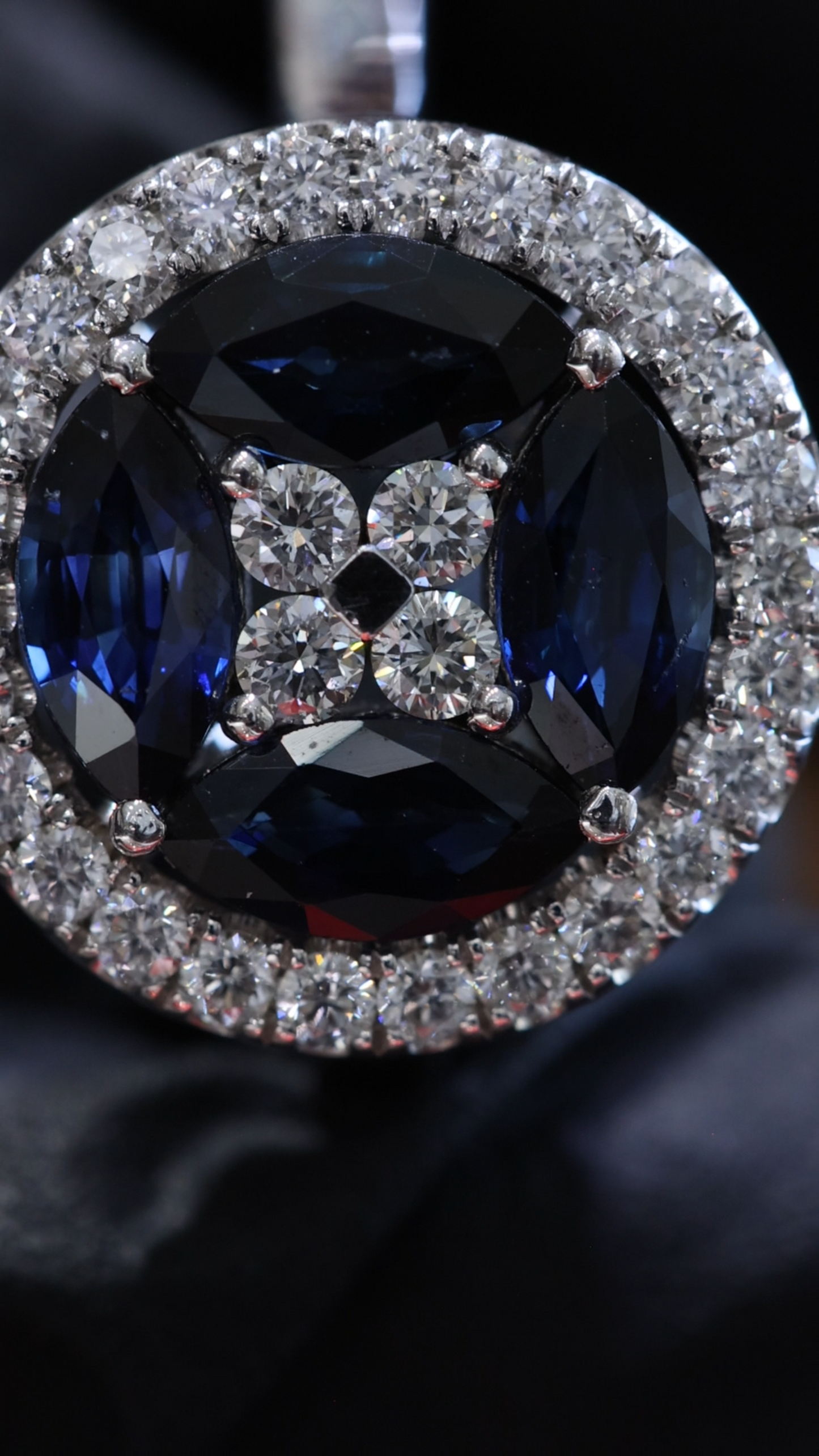 Natural Blue Sapphire & Diamond Halo Ring – 3.35 TCW