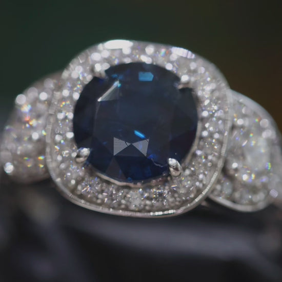 2.17 Blue Sapphire Diamond Ring