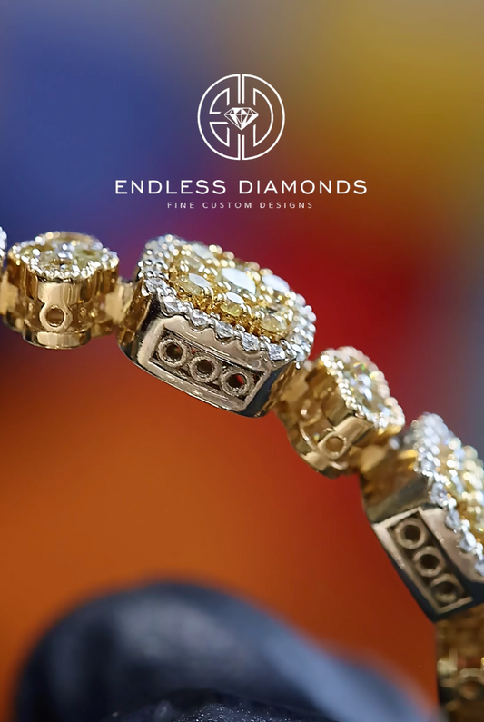 14K Yellow/White Gold Bracelet 4.10ct Fancy Yellow + White Diamonds