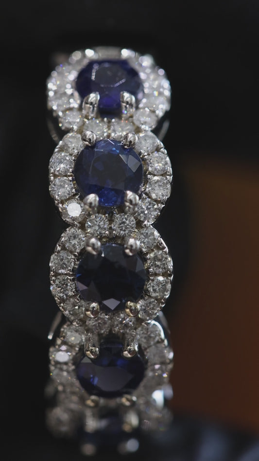 Sapphire Floral Halo Band