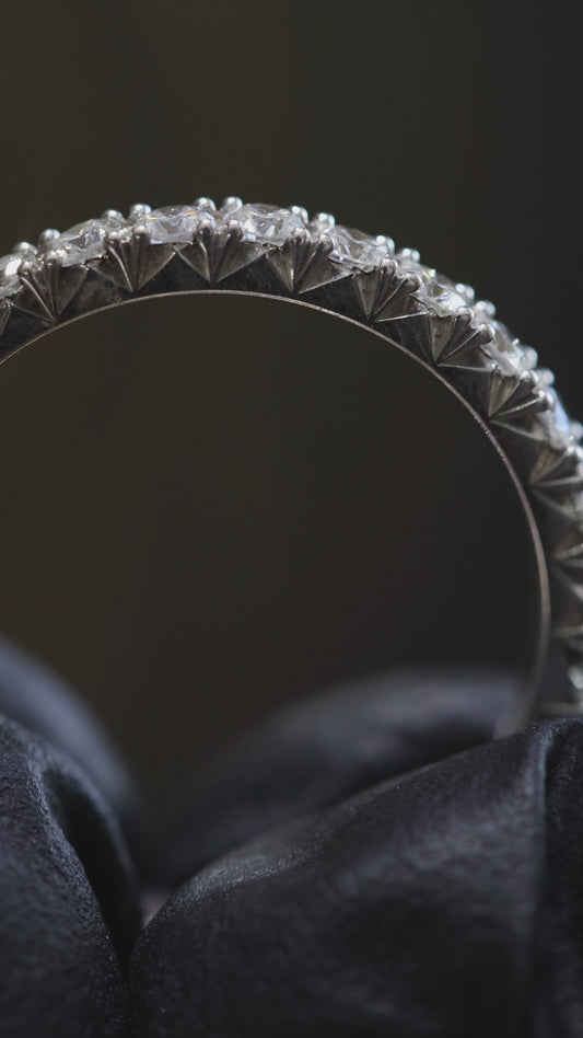 Round Pavé Diamond Eternity Band in 14K White Gold | 1.00ctw GH/SI